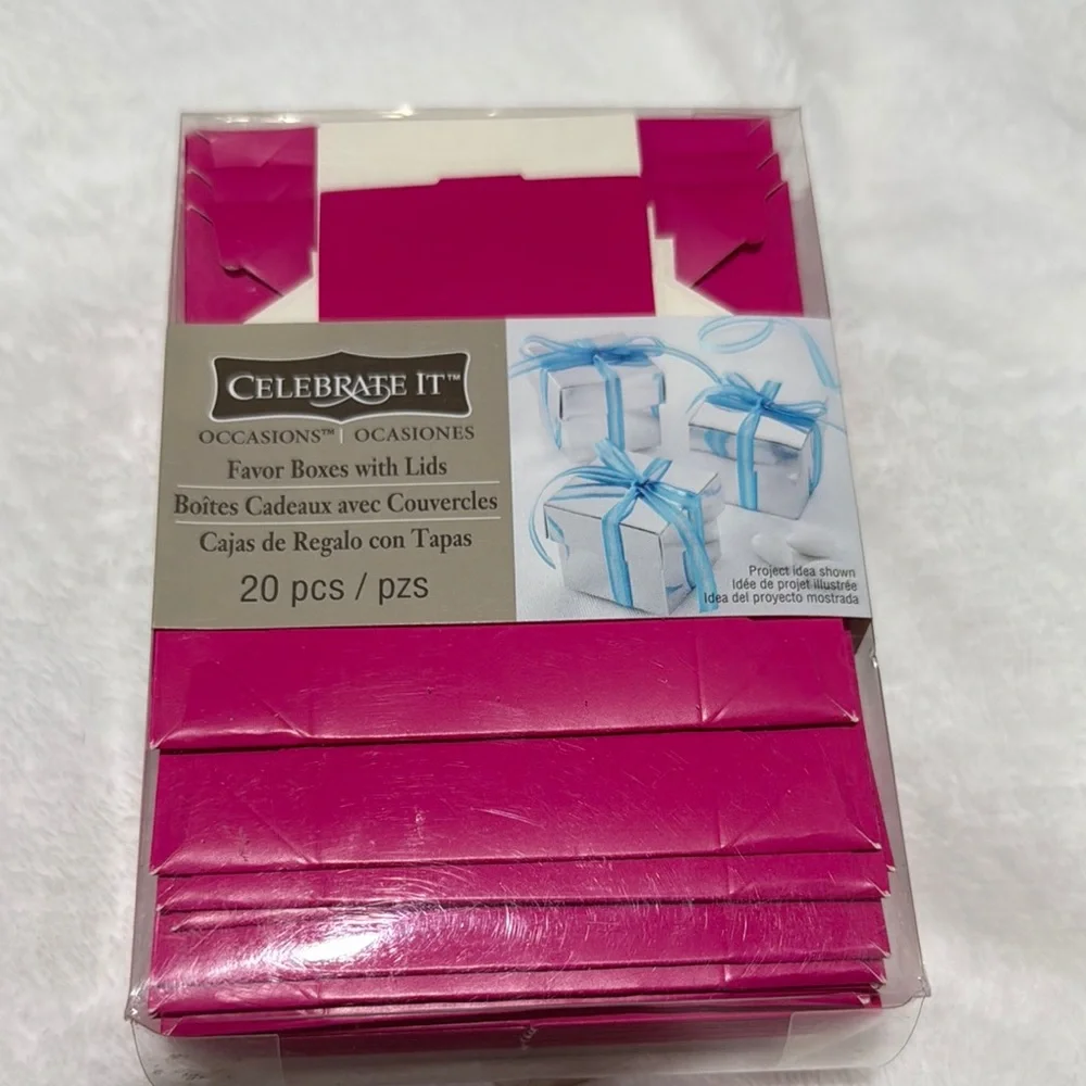 Celebrate It Pink Favor Boxes with Lids - 20 pcs